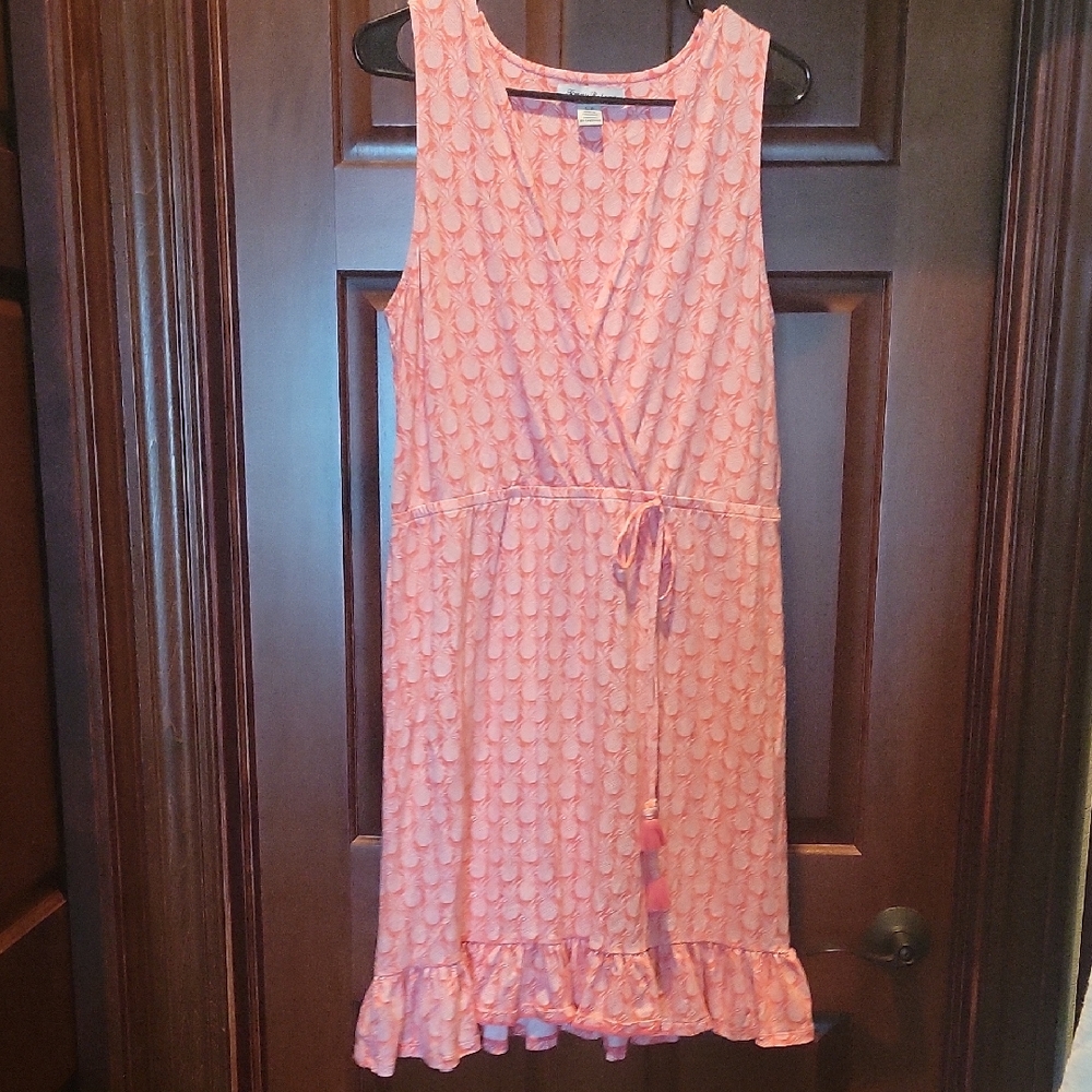 Tommy Bahama Coral Pineapple Patterned Dress, Cotton/Modal, S